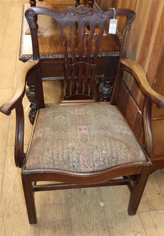 A mahogany elbow chair